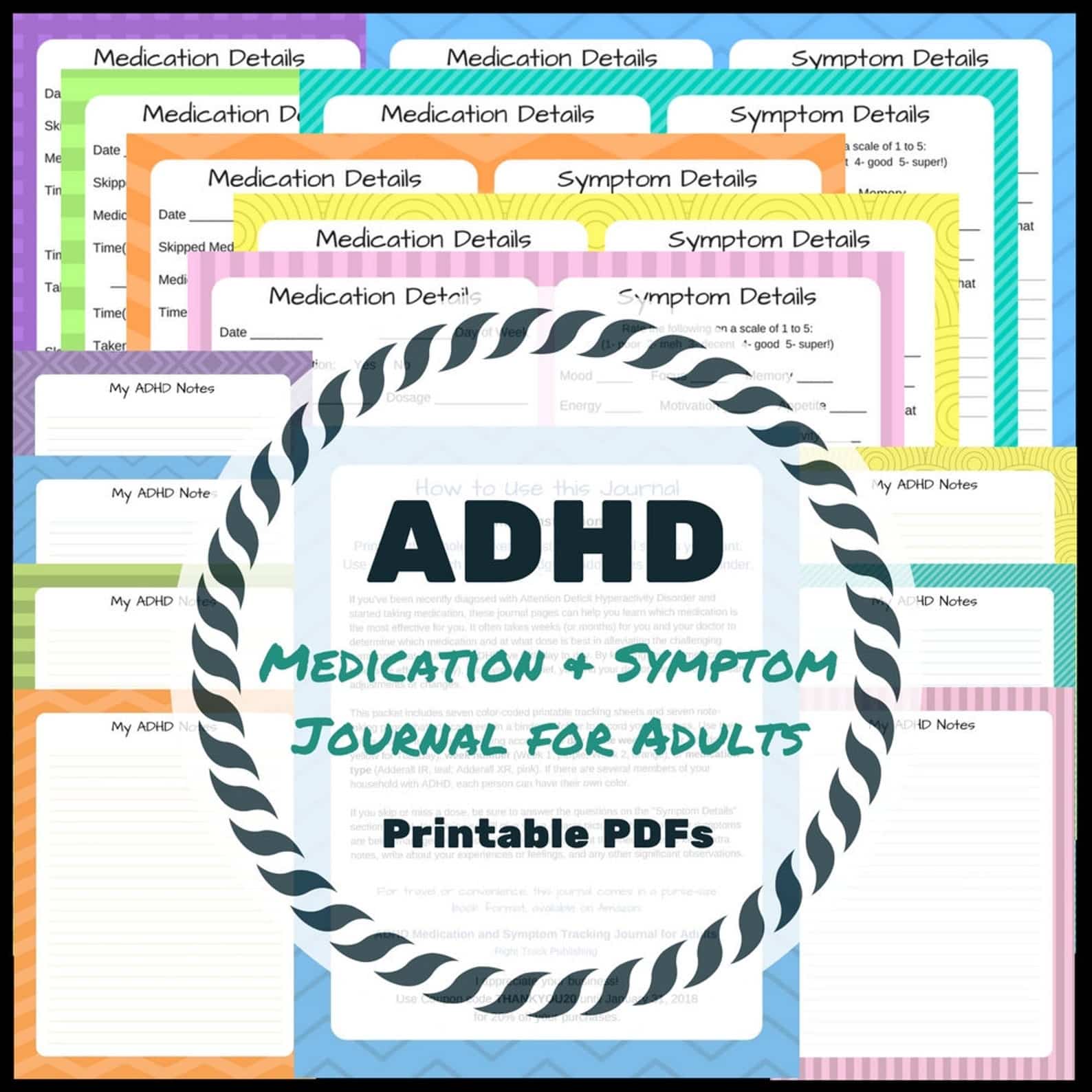 ADHD Medication &  Symptom Journal Adult ADHD Medication
