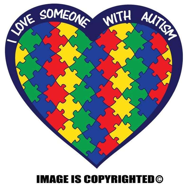 AUTISM AWARENESS Heart 5 color puzzle pieces Vinyl Decal ...