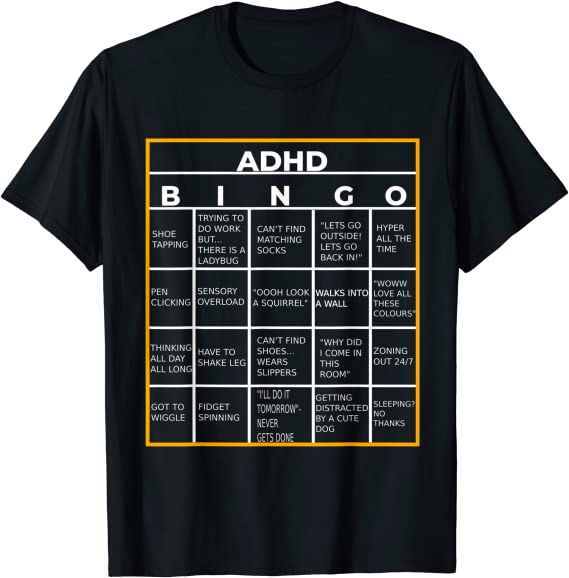 Autism Mental Health Awareness Day ADHD Bingo Funny Gift T ...