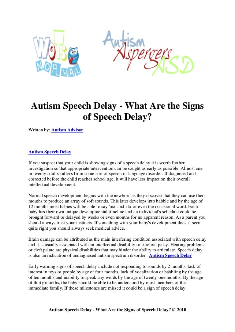 Autism speech delay what are the signs of speech delay
