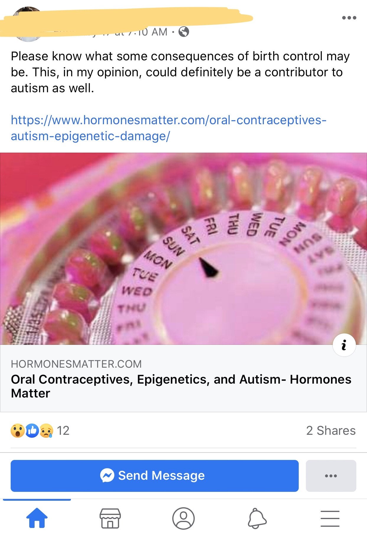 Birth control causes autism now : insanepeoplefacebook