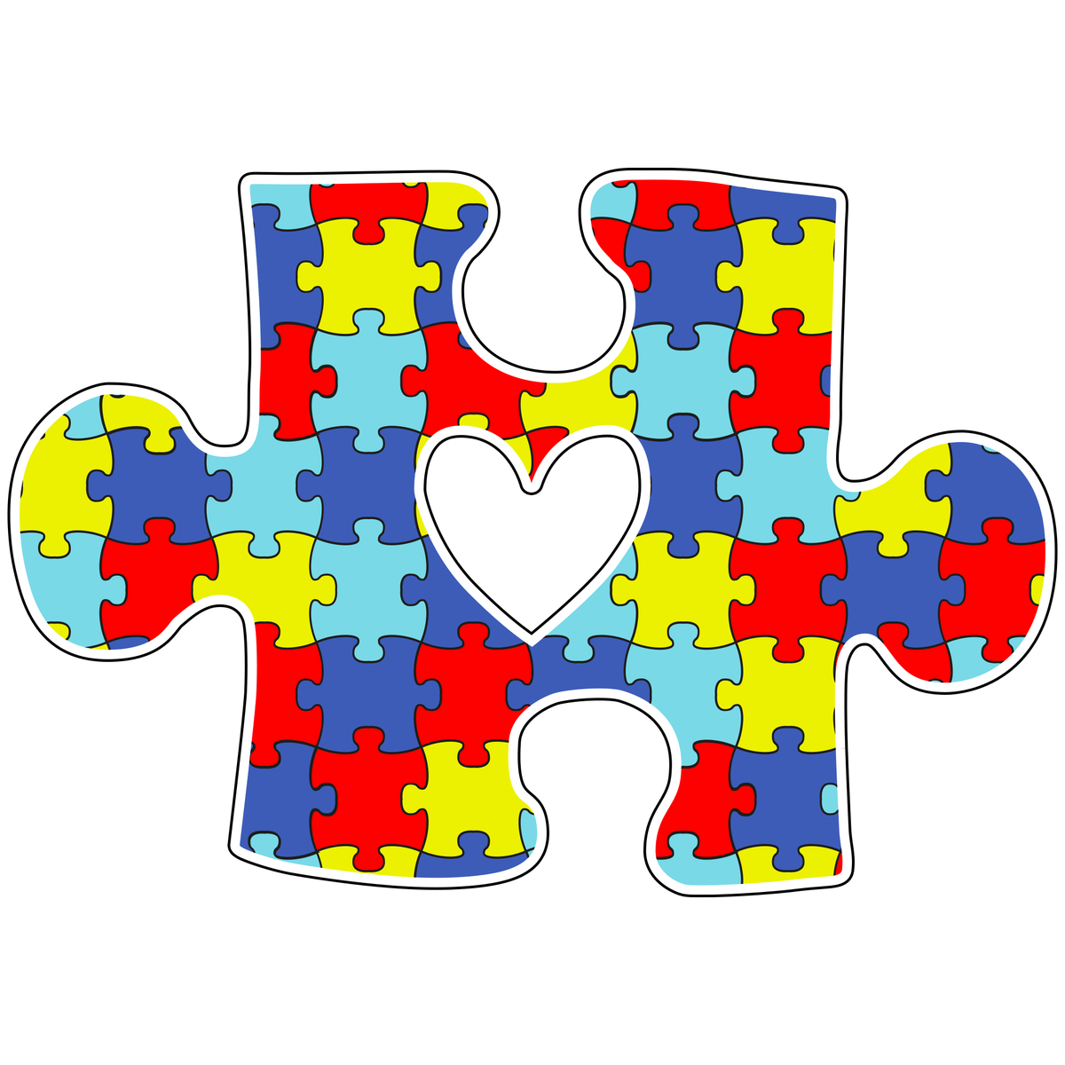 Puzzle Piece With Heart Autism Sticker  StickerSensation
