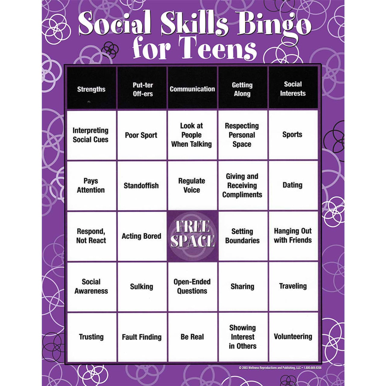 Social Skills Bingo For Teens