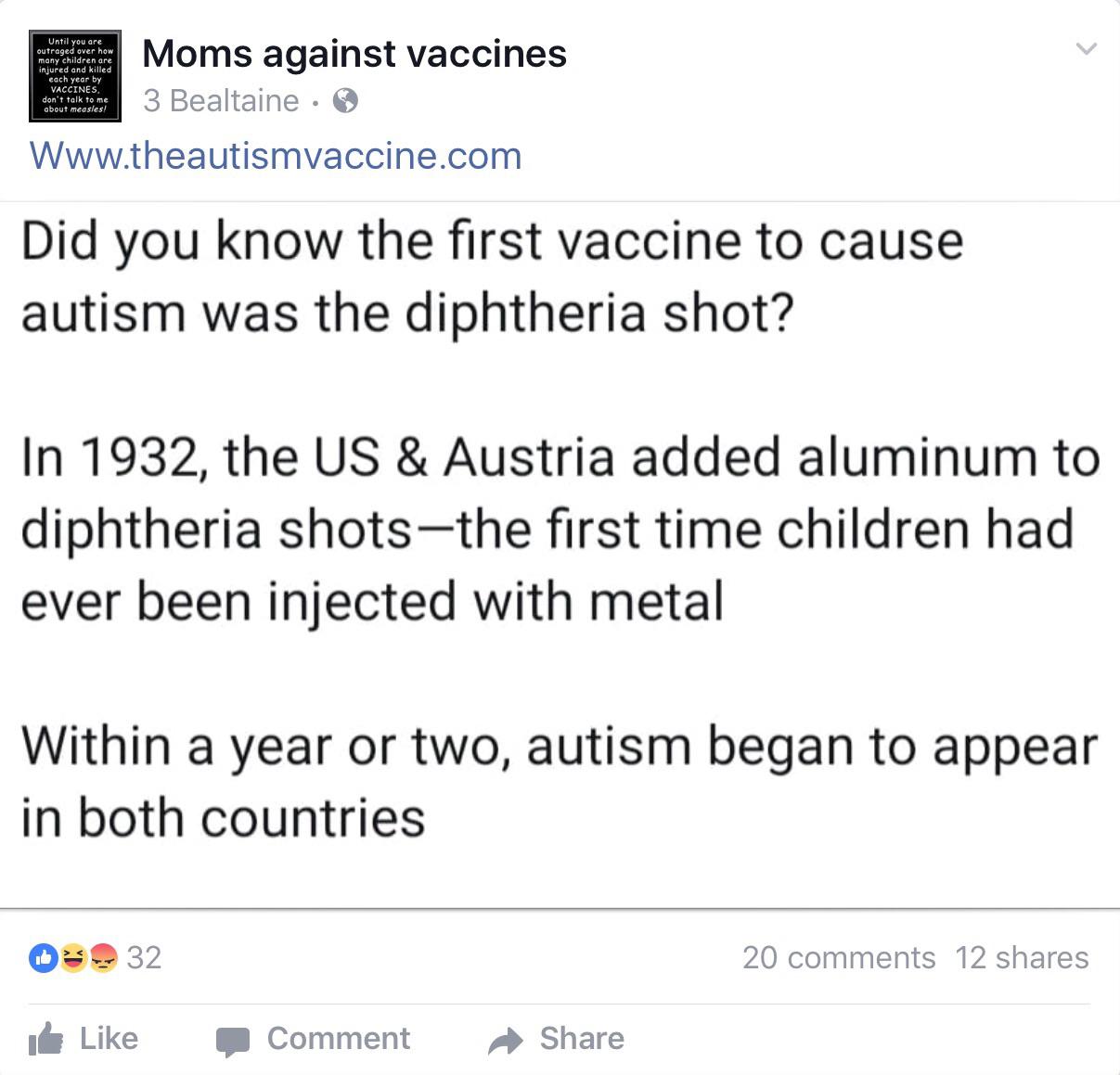 This amazing post talking about autism and vaccines ...