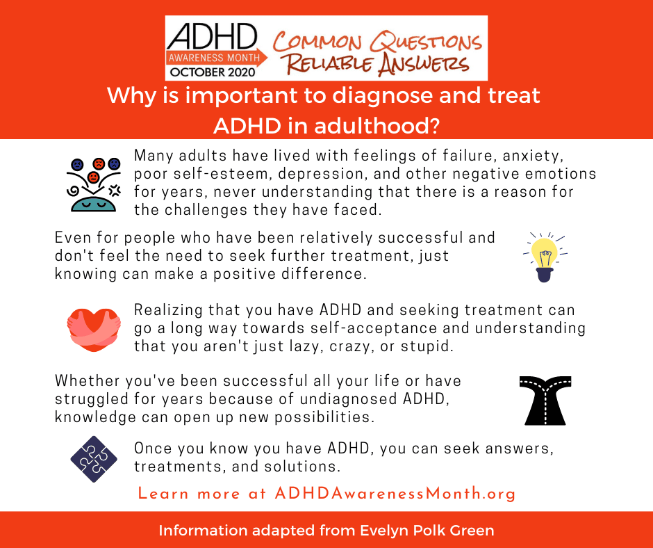 Why is it important to diagnose and treat ADHD in adulthood?
